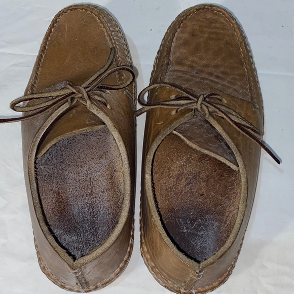 Vintage Handmade Men's Brown Leather Moccasins Size 7.5-8 - Picture 4 of 5